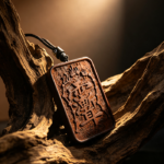 Hand Carved Leizhe Character Wood Talisman Plaque, Taoist Thunder Symbol Protection Amulet Spiritual Pendant Necklace