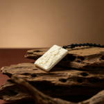 Hand Carved Buddha & Dragon Relief Tablet, Ivory White Buddhist Amulet Necklace