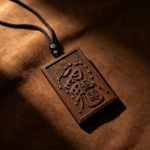 Hand Carved Yujian'er Script Wood Talisman Plaque, Zhao Gongming God of Wealth Taoist Protection Amulet Spiritual Pendant Necklace