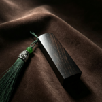 Ebony Wood Blank Chinese Chop Seal, Custom Engravable Stamp with Tassel