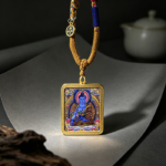 Handcrafted Medicine Buddha Thangka Ghau Locket, Traditional Tibetan Healing Buddha Amulet Necklace