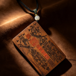 Hand Carved Multi Cinnabar Seal Taoist Wood Plaque, Complete Ancient Script Spiritual Protection Talisman Pendant Necklace