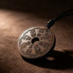 Lightning Struck Jujube Wood Mountain Ghost Coin Pendant, Taoist Bagua Safety Talisman