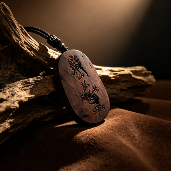 Nine-Tailed Fox Immortal Oval Wooden Plaque, Buddhist Taoist Relief Spiritual Talisman